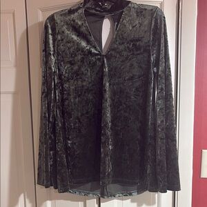 Karlie Olive Velvet Blouse, M, NWOT